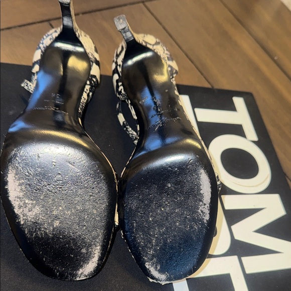 Saint Laurent Snakeskin Heels - Black and Cream - Picture 3 of 5